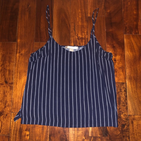 FOREVER 21 Contemporary Navy & White Striped Tank - Picture 1 of 2